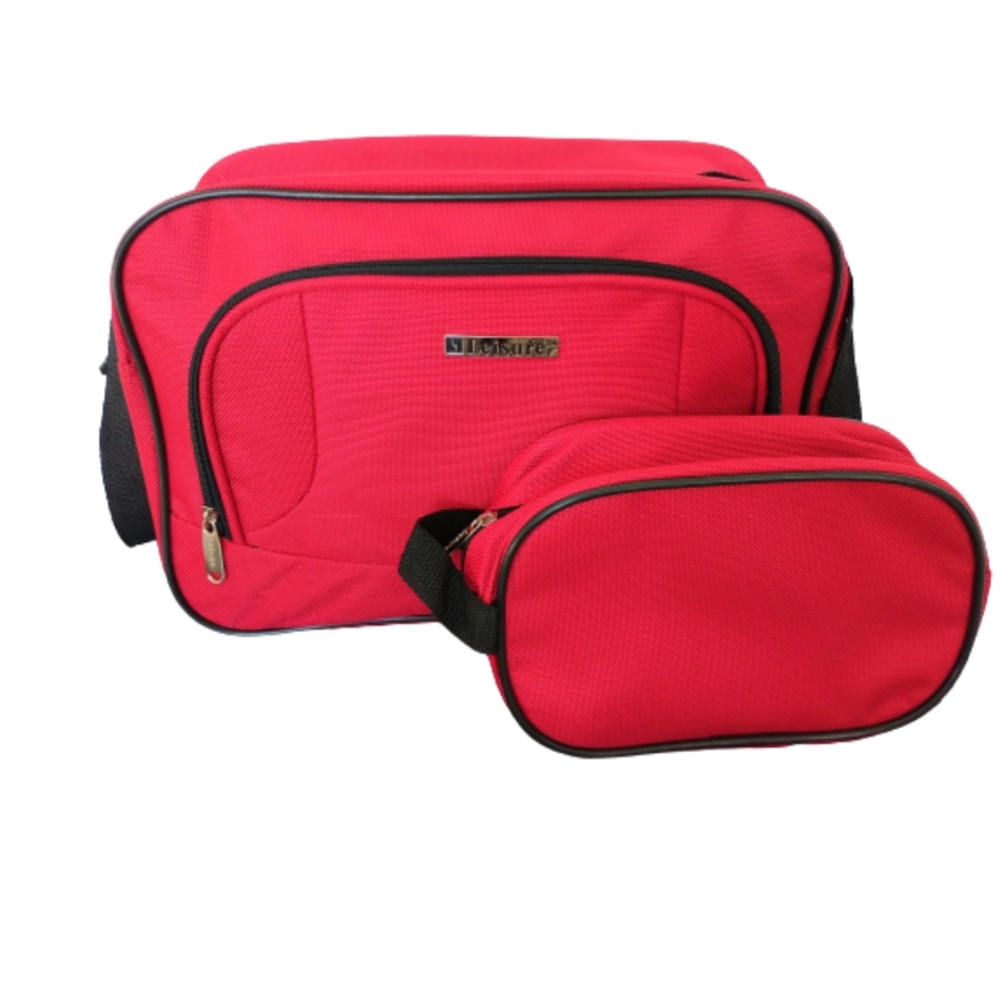 Leisure 2 Pcs Red Travel Tote And Travel Kit